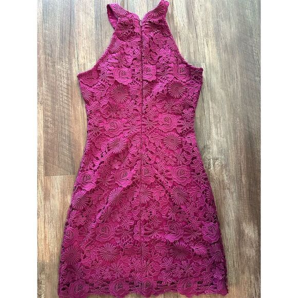 Lulus Love Poem Lace Mini Dress Magenta Pink Size S Party Cocktail - Picture 5 of 15